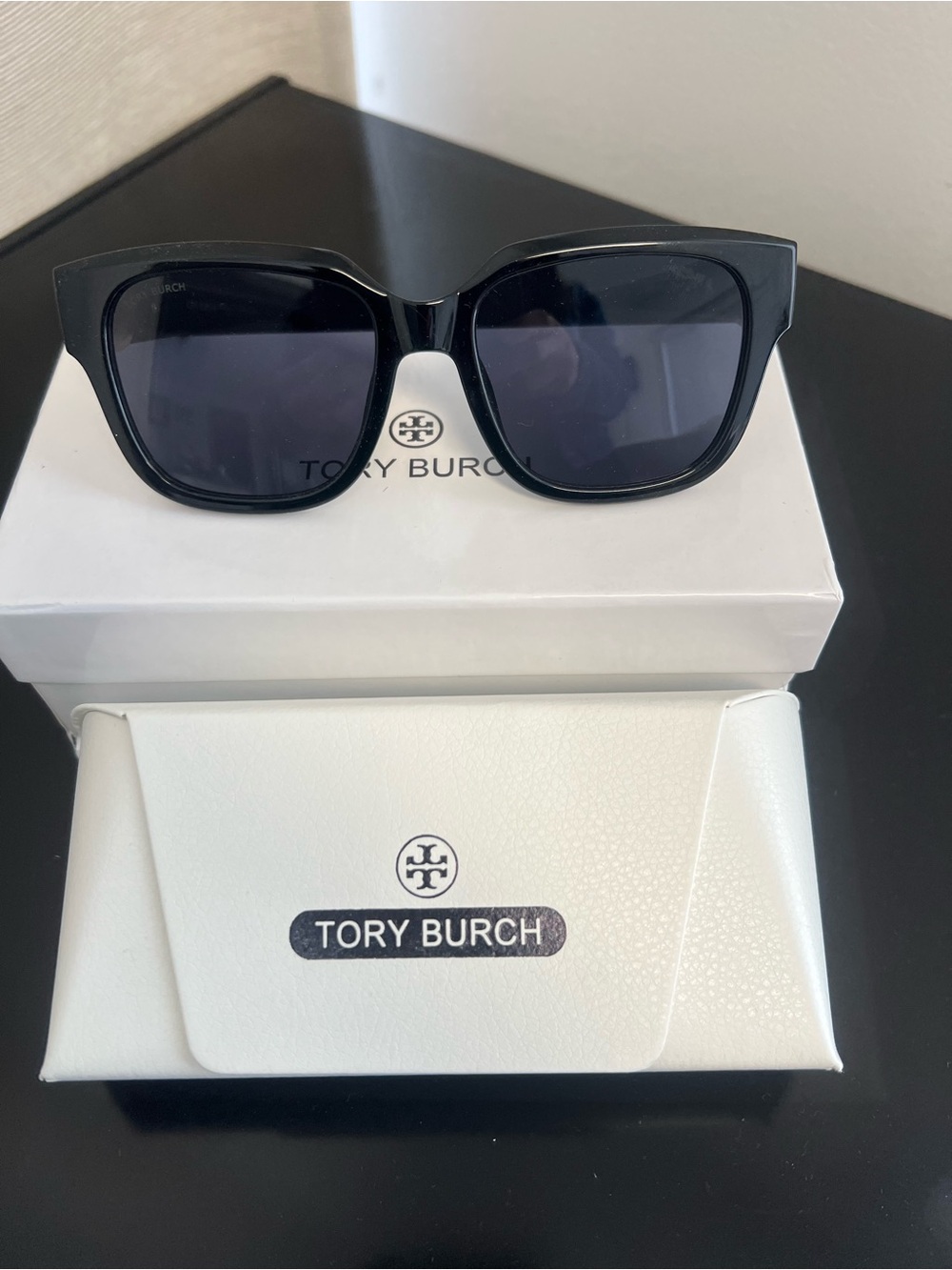 Tory Burch Black Square Cat-Eye Sunglasses
